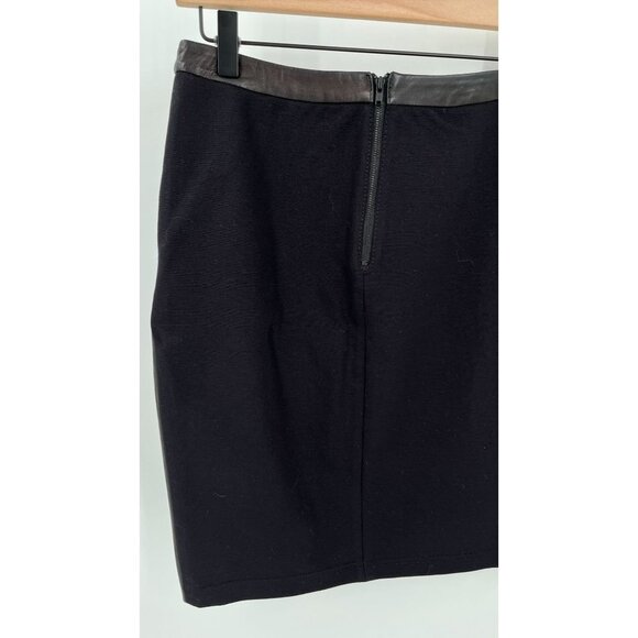 Trouve Black Leather Pointe Skirt Size 2 Pencil Straight Diagonal Zip Hem - Picture 7 of 12